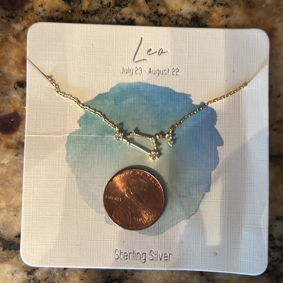 NIB Sterling Silver Gold Leo Constellation Necklace - Picture 5 of 5